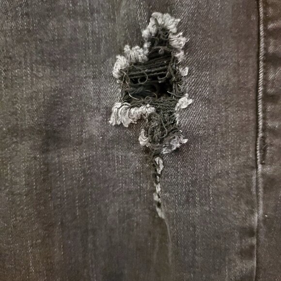 Maurices Distressed Button Fly Skinny Black Denim - Picture 10 of 11